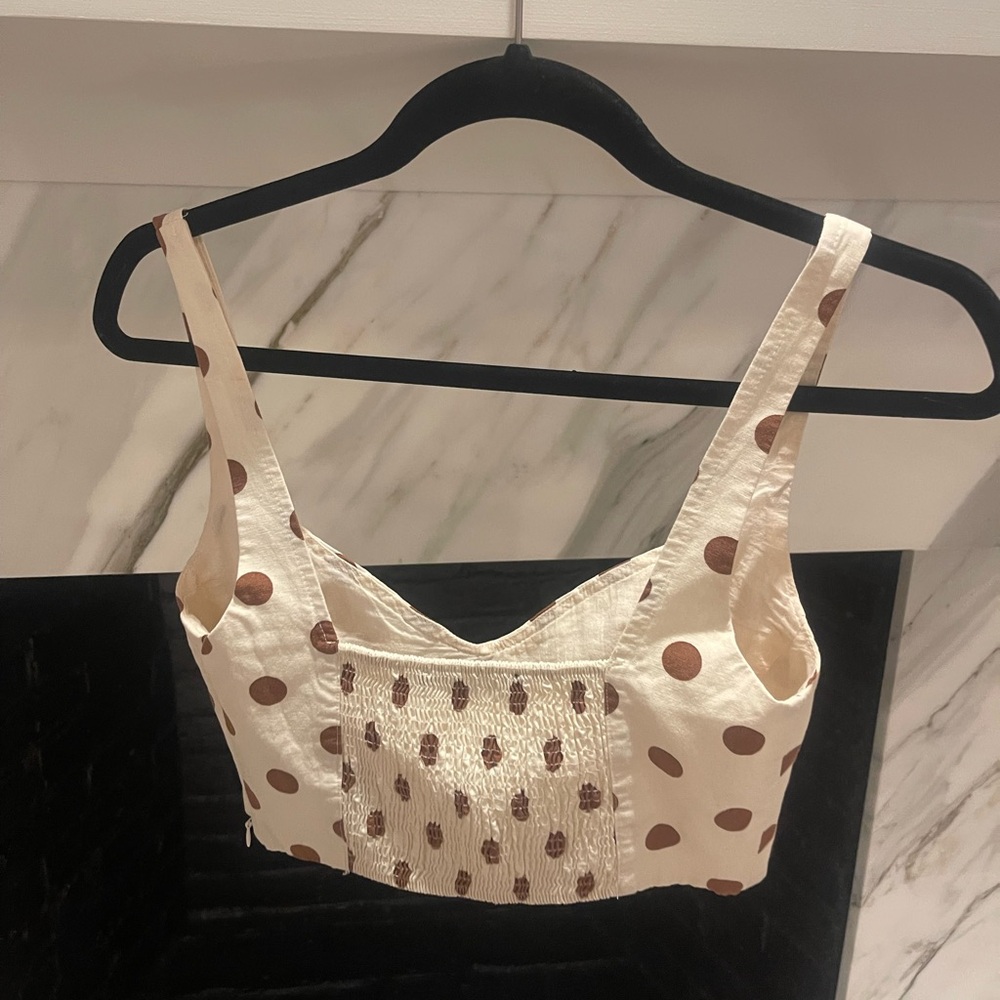 Zara brown polka dot top